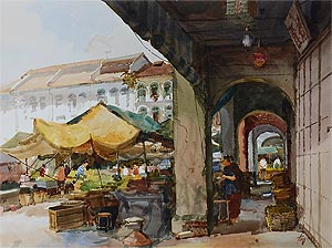 Singapore , Watercolor Painting 