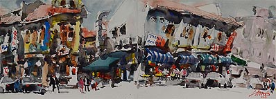 Singapore Watercolor Painting Zhu Hong
