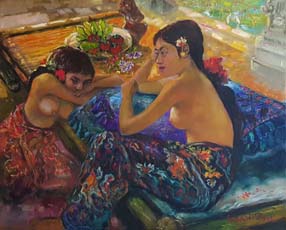 Balinese Nude Singapore 2nd Generation Master Oil Painting artist 