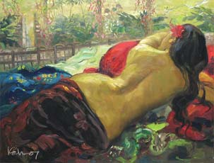 Balinese Nude Singapore 2nd Generation Master Oil Painting artist 